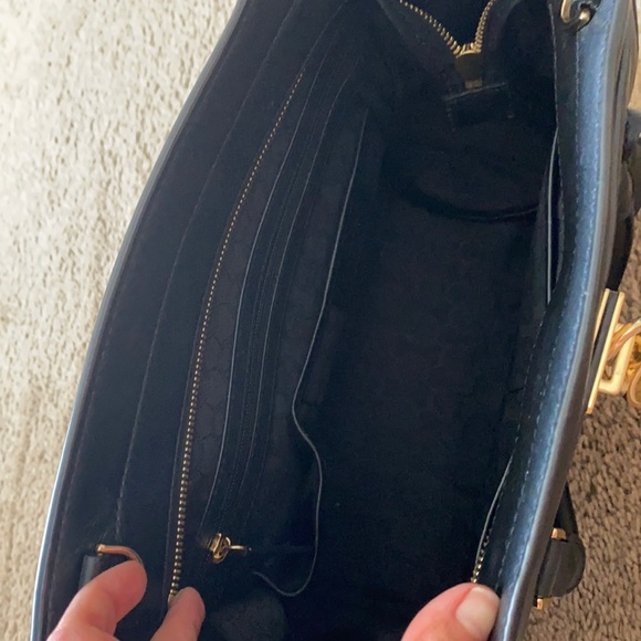 Michael Kors Genuine Black Leather Lock Tote - Picture 4 of 6